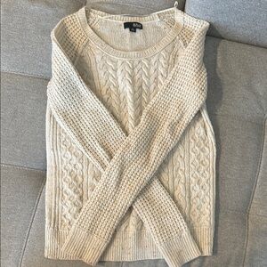 a.n.a Cream Crew Neck Cable Knit Sweater